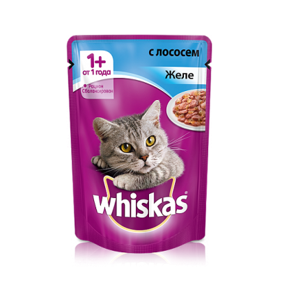 Whiskas для кошек желе с лососем 85 гр.
